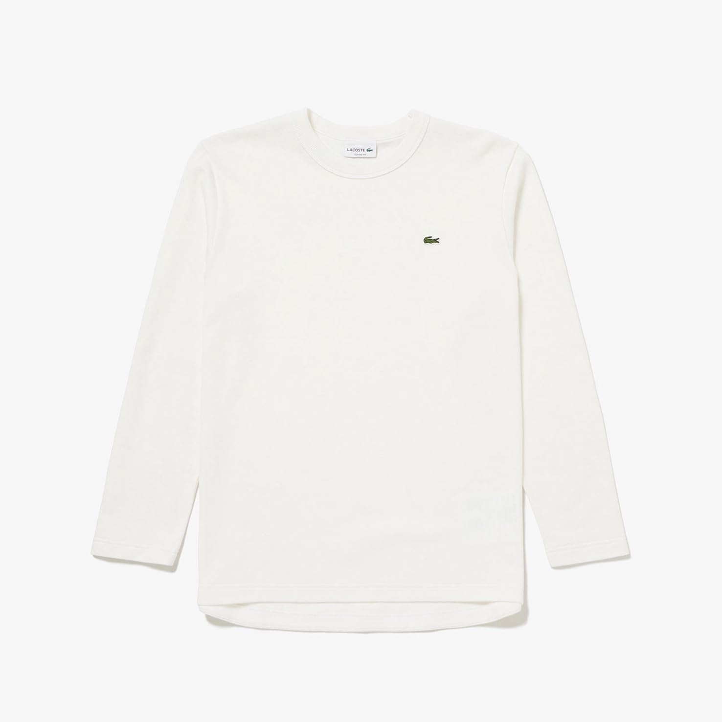 Мужская классическая футболка с длинным рукавом и объемным пике от LACOSTE (Официальная версия), белый — фото 4