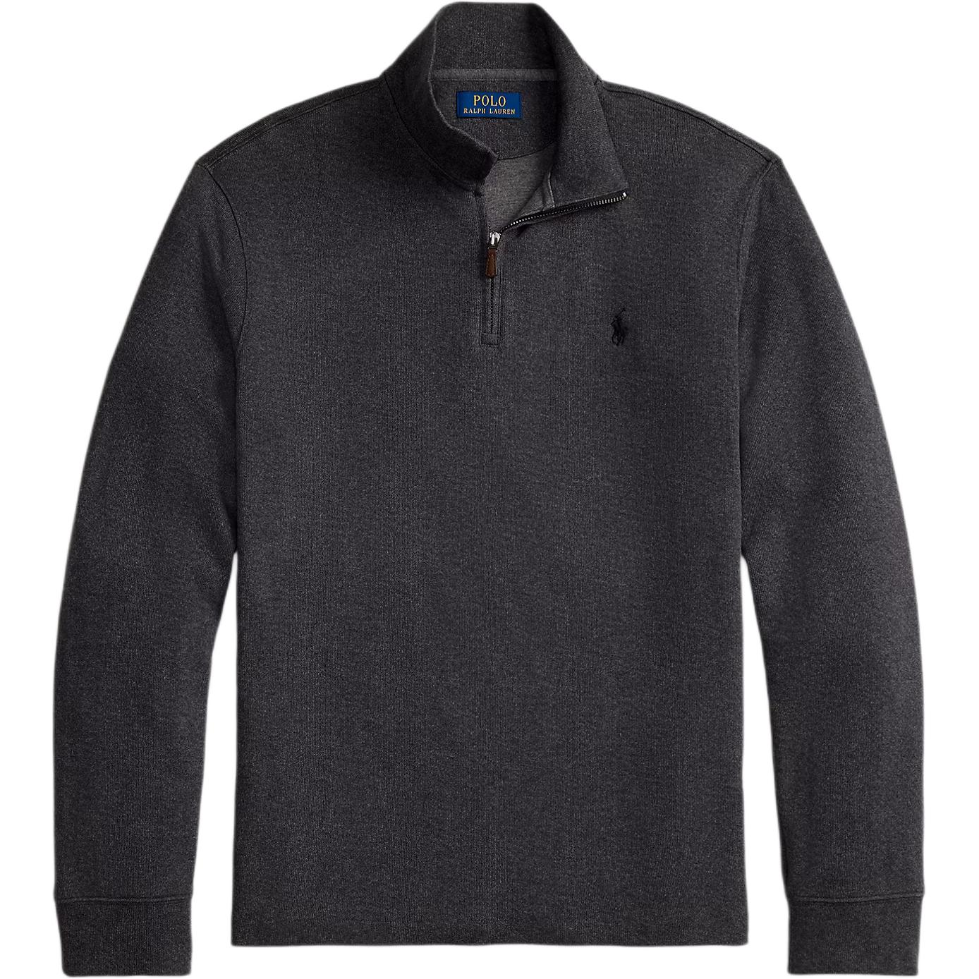 

Полузастегивающийся длинный хлопковый свитер Polo Ralph Lauren, темно-серый