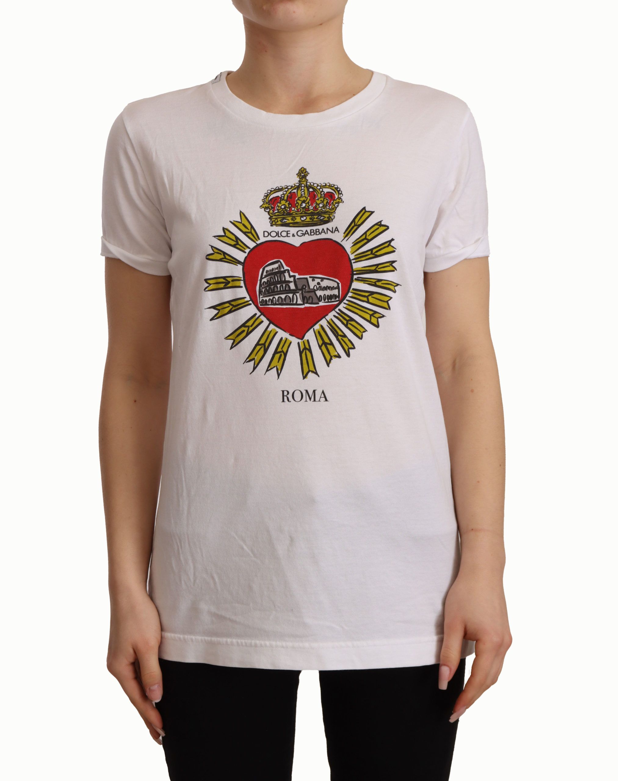 

Футболка из хлопка с шикарным красочным принтом Dolce & Gabbana, белый