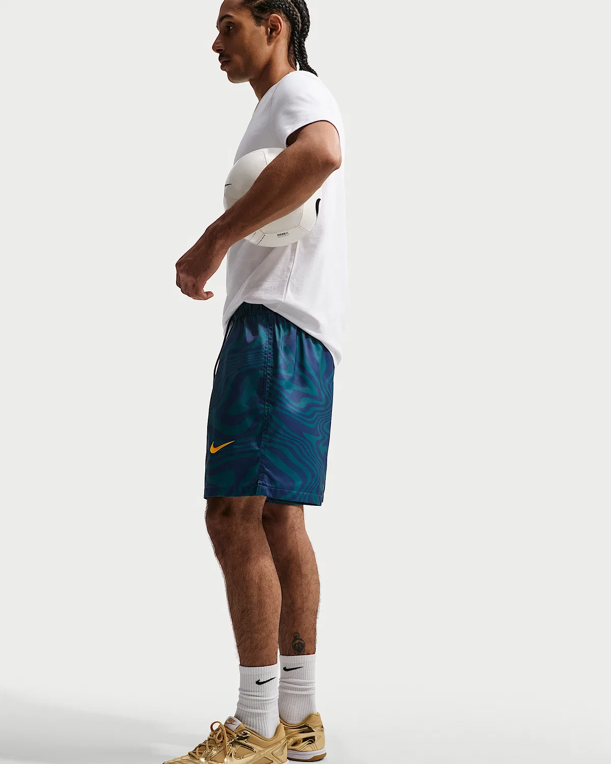 Мужские футбольные шорты Nike Flow Brazil Club, Geode Teal/Coastal Blue/Midwest Gold — фото 4