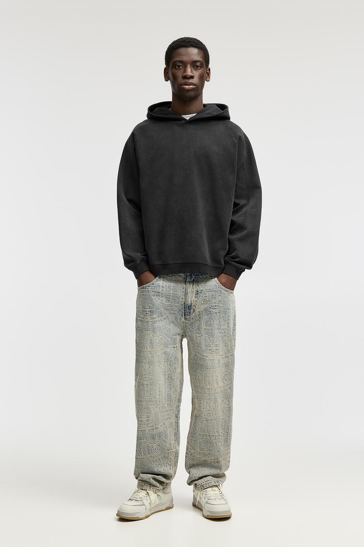 

Мешковатые жаккардовые джинсы Pull And Bear, синий