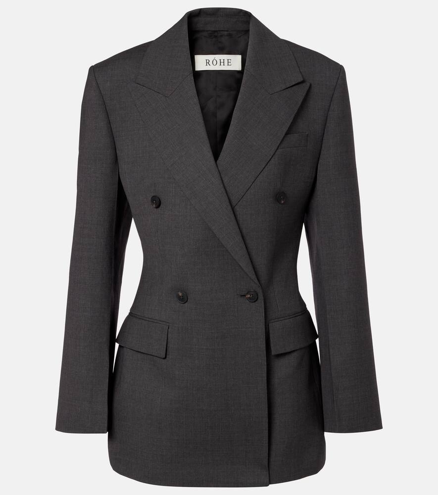 

Приталенный двубортный шерстяной пиджак hourglass Róhe, Dark Grey Melange