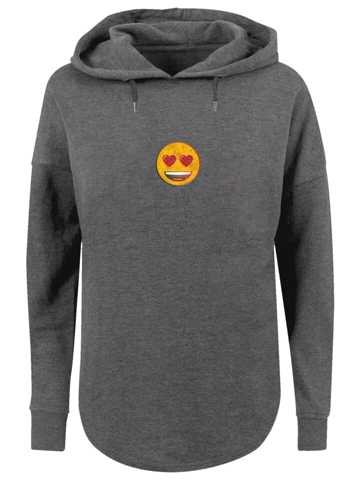 

Пуловер emoji couture Oversized Hoodie Smiling furry yellow face jewel hearted eyes, цвет charcoal