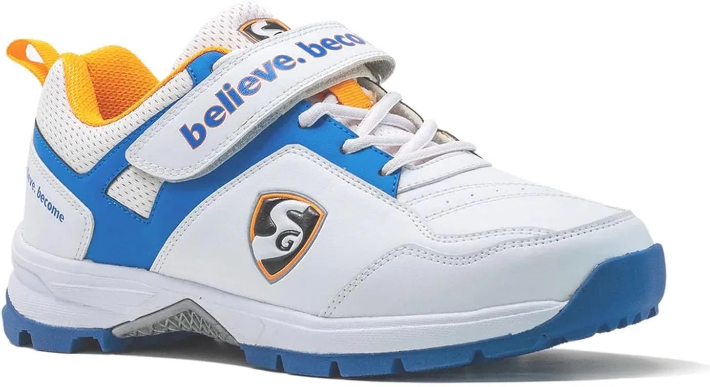 Резиновые крикетные кроссовки SG Century 6.0, White, Royal Blue, Orange — фото 2