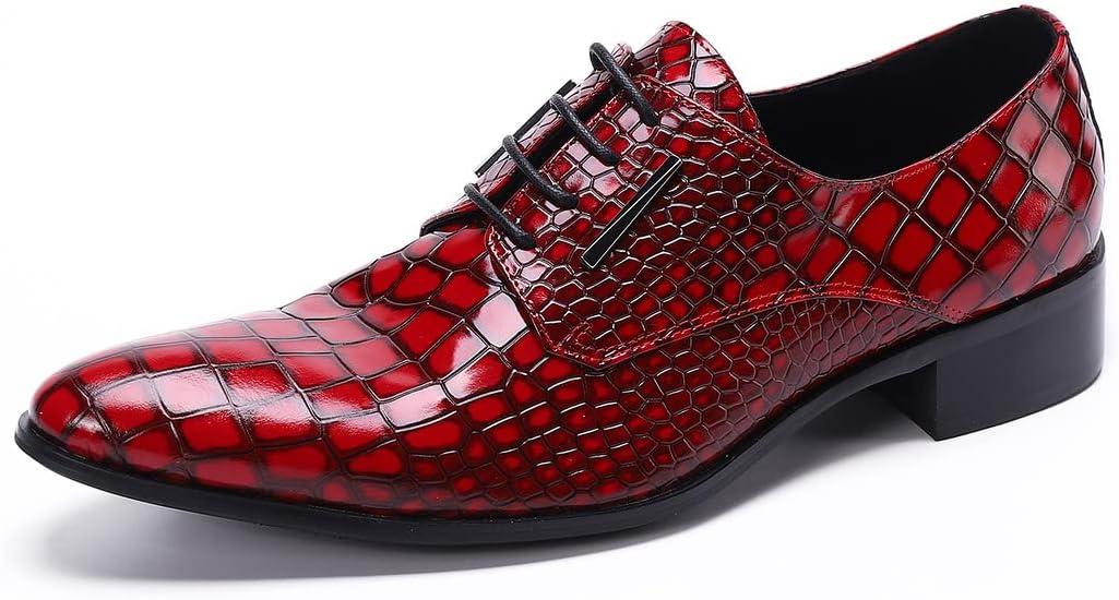 

Мужские туфли Santimon с лаковым покрытием, клетчатым узором, заостренным носком, шнуровкой, удобные, повседневные, классические оxfords, красный