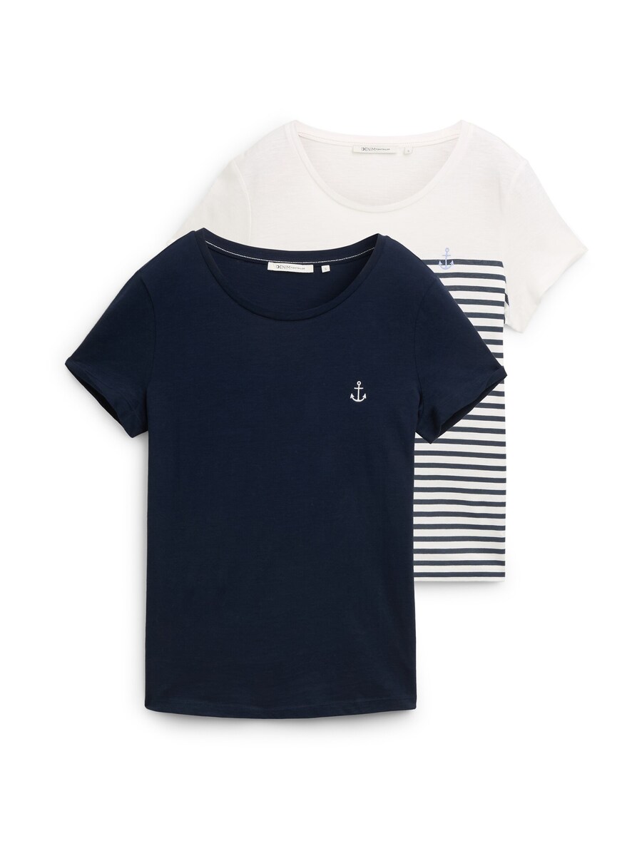 

Рубашка TOM TAILOR DENIM, цвет Navy/Off white