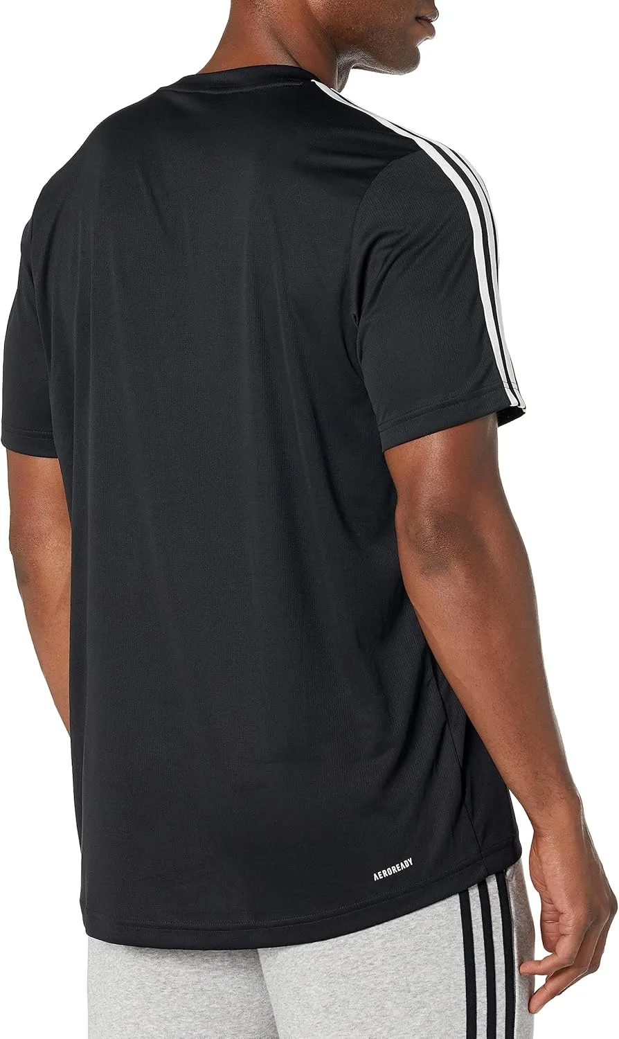 Футболка Adidas Aeroready с тремя полосками, черно-белый — фото 4