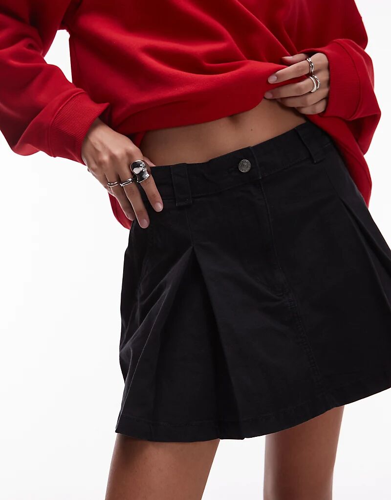 

Мини-юбка плиссированная из парусины Tommy Jeans черного цвета