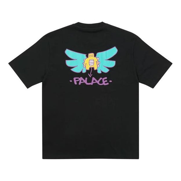 

Футболка PALACE x Slap Magazine Crossover Angel Cartoon Funny Pattern Printing Short Sleeve Black T-Shirt, черный