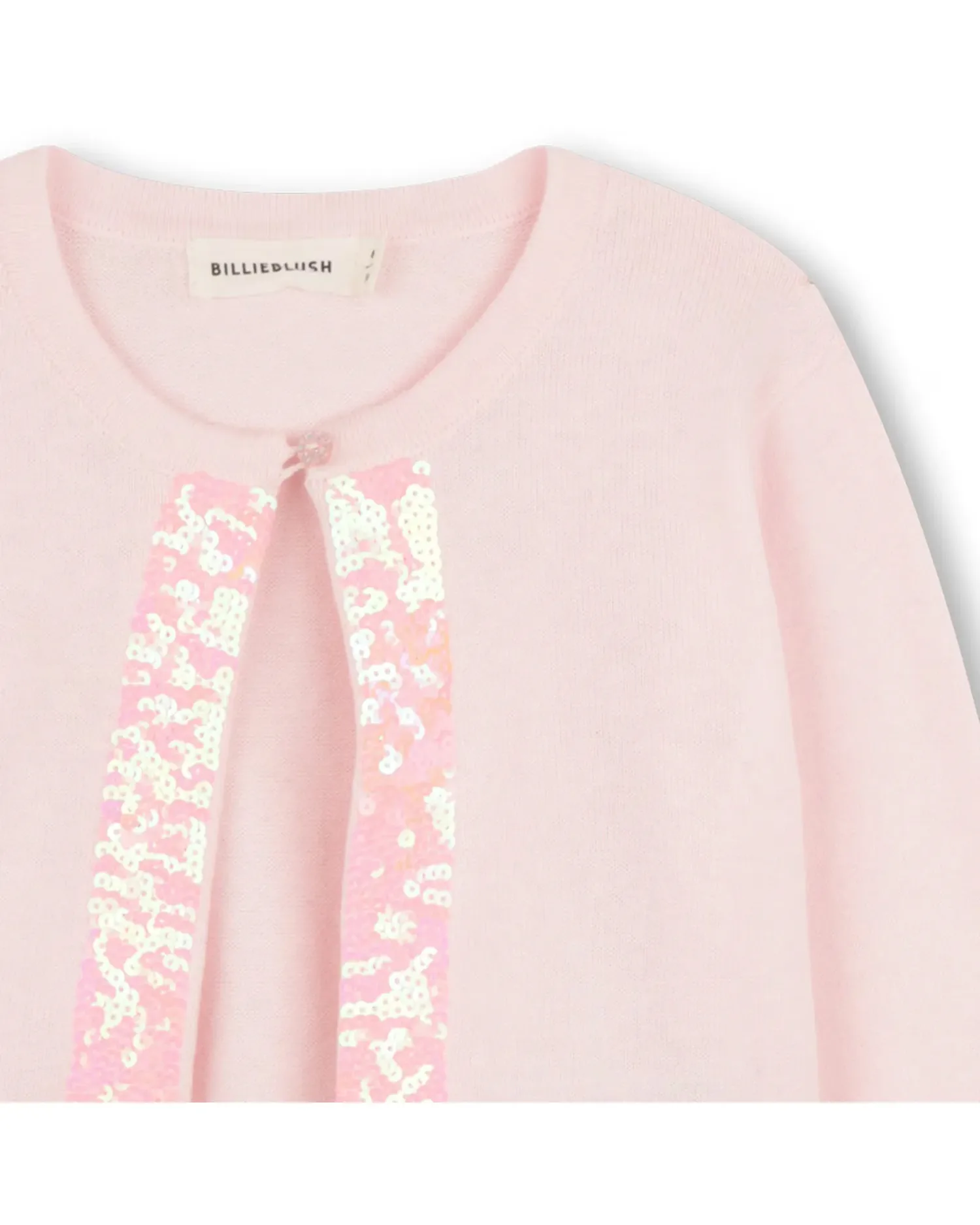 Детская трикотажная кофточка из хлопка однотонная Billieblush, розовый — фото 2