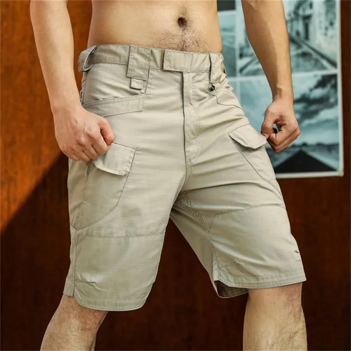 Мужские летние тактические шорты cargo camo waterproof quick dry — фото 4