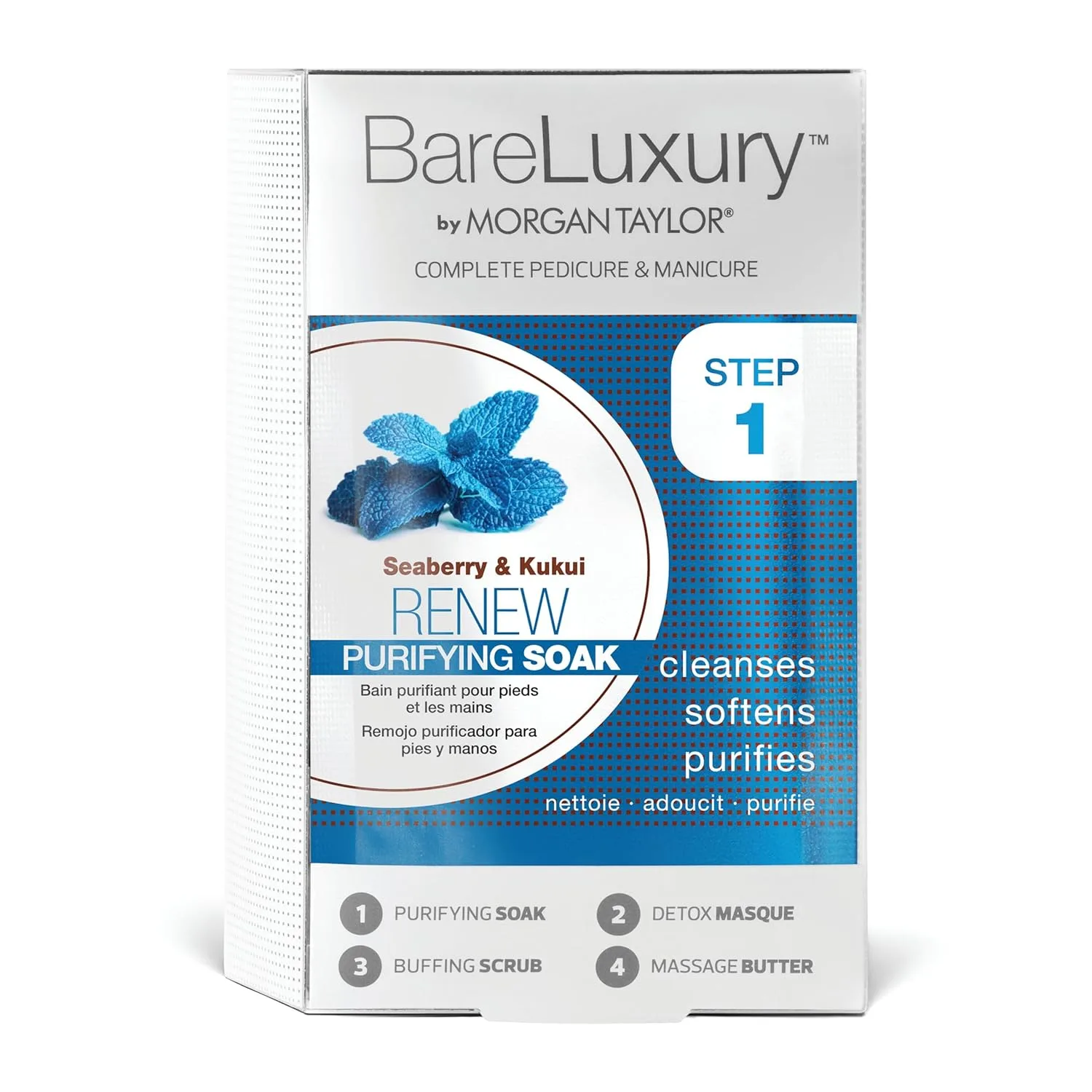 Набор для педикюра и маникюра Morgan Taylor BareLuxury, 4-шаговый SPA-уход, Seaberry & Kukui — фото 3
