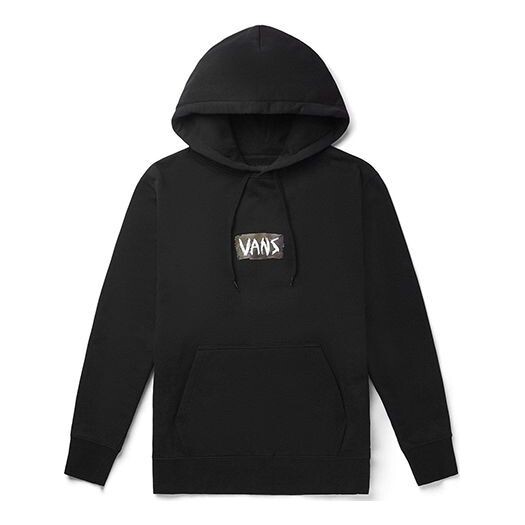 

Толстовка men's back printing pullover hooded fleece lined black Vans, черный