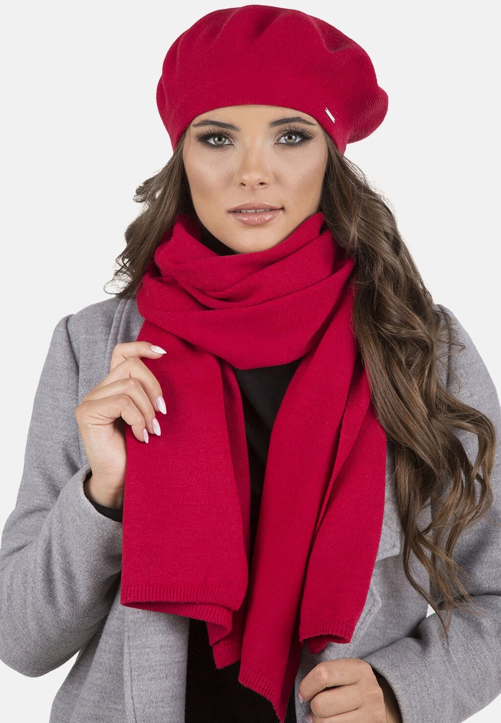 

Шапка 7005 BERET AND SCARF SET Vivisence, цвет red
