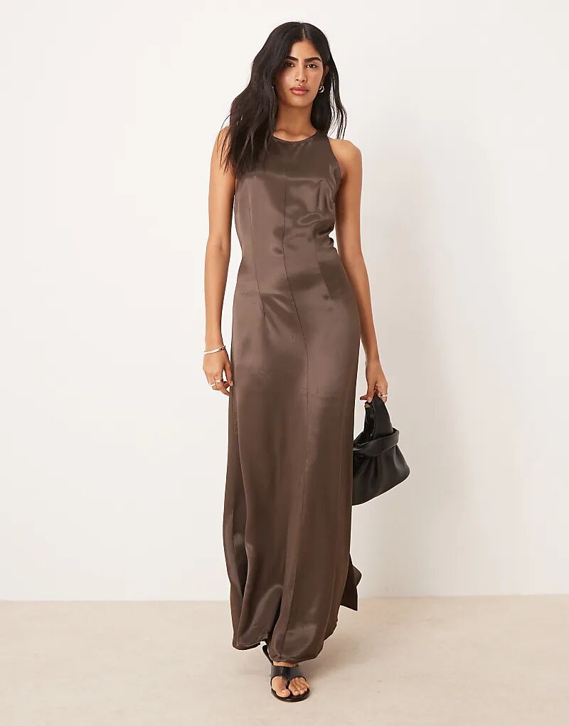 

Платье макси из атласа ASOS DESIGN цвета шоколада