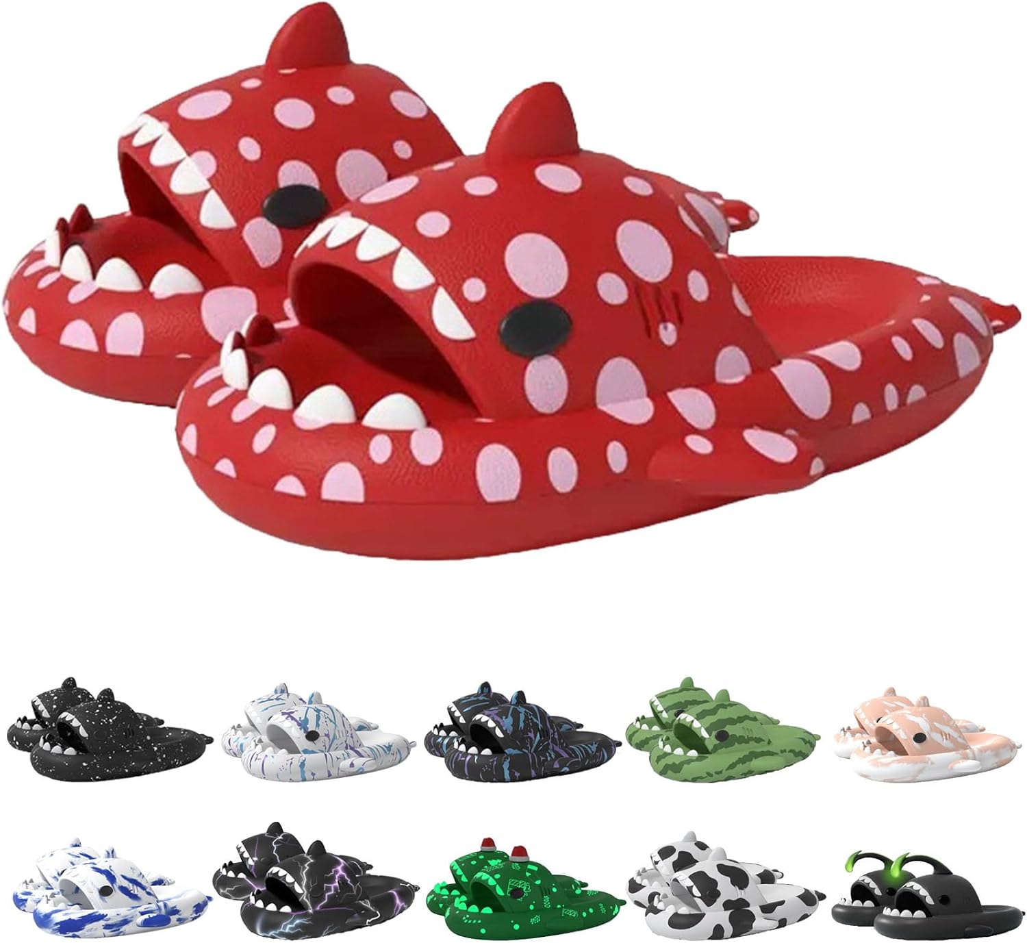 

Оригинальные шлепанцы Sharklas Polares, оригинальные Sharklas, шлепанцы Sharky, шлепанцы с изображением акулы, сандалии Shark Slides для женщин и мужчин Jfxgjuv, красный