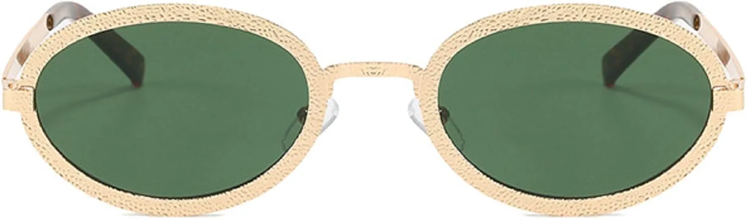 

Модные женские овальные солнцезащитные очки, тренды, роскошные панк-солнцезащитные очки для женщин, винтажные маленькие очки, женские очки UV400 mincl, Gold Green