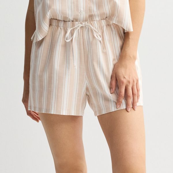 

Женские пижамные шорты из льняной ткани Sonoma Goods For Life, цвет beige stripe