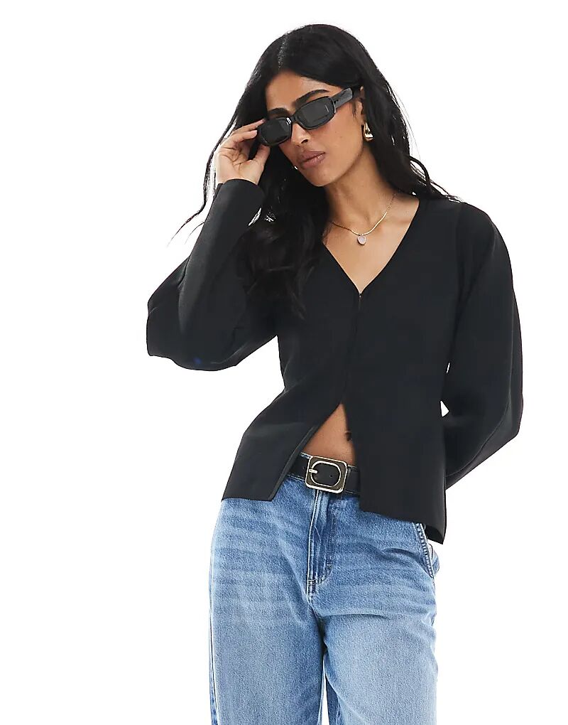 

Черный трикотажный кардиган с рукавами-коконами от ASOS DESIGN