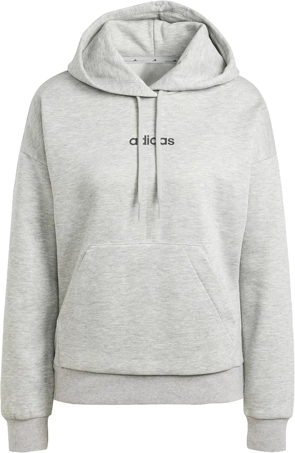 Худи женское, флис, adidas, Medium Grey Heather/Black
