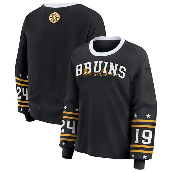 

Женская черная футболка Boston Bruins с длинным рукавом Wear By Erin Andrews
