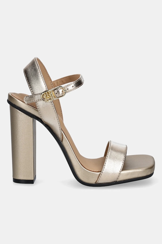 Кожаные сандалии на высоком каблуке Golden Leather Sandal Tommy Hilfiger, золотой — фото 2