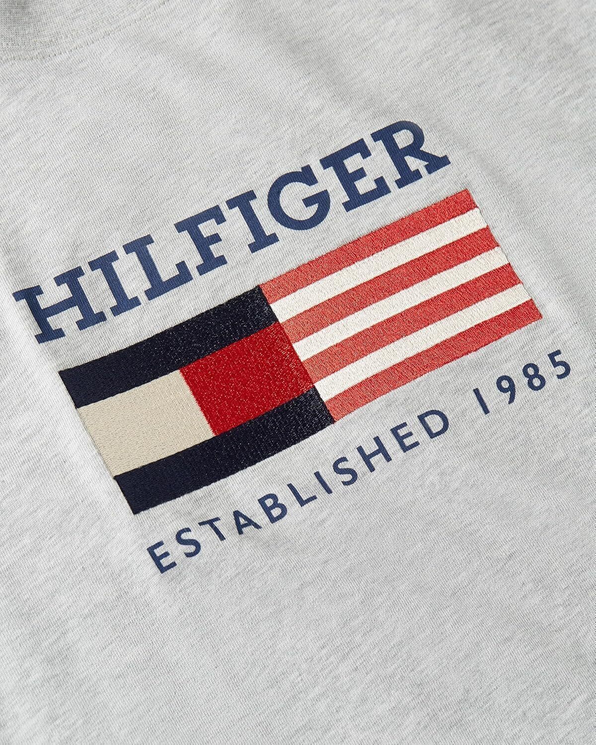 Мужские хлопковые футболки Tommy Hilfiger с коротким рукавом и вышитым логотипом-флажком, Light Grey Heather — фото 4