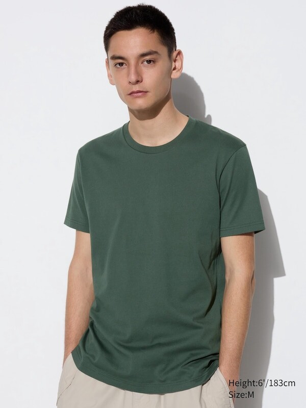 

Футболка с круглым вырезом сухого цвета Uniqlo, зеленый