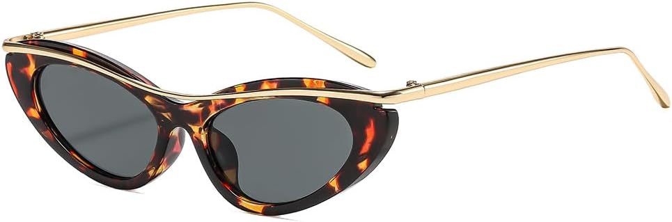 

Солнцезащитные очки для мужчин и женщин - защита от УФ-излучения UV400 - стиль "кошачий глаз" в стиле панк, металлическая оправа, маленькая, для занятий спортом на открытом воздухе и вождения QWBSER, 4