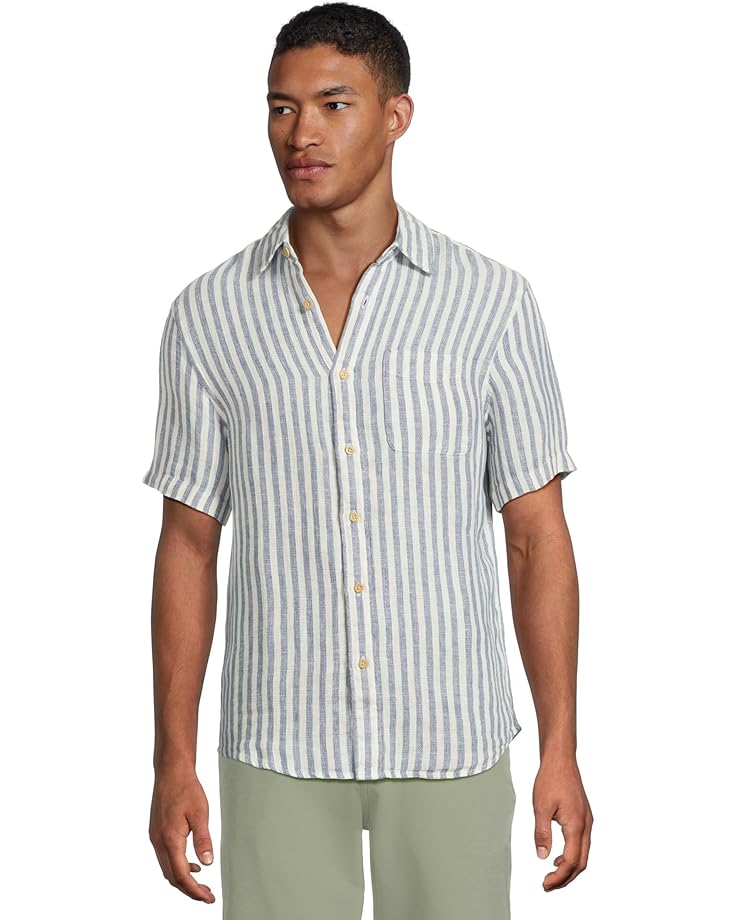 

Рубашка Faherty Short Sleeve Palma Linen Shirt, цвет Horizon Ivory Stripe
