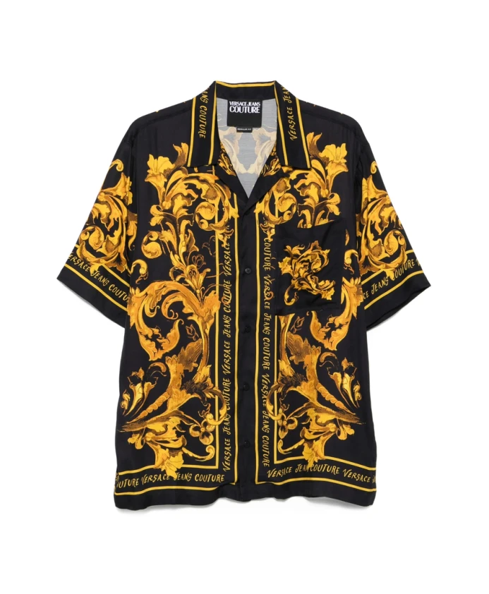 

Черный пуловер с короткими рукавами и принтом в стиле барокко Versace Jeans Couture, мультиколор