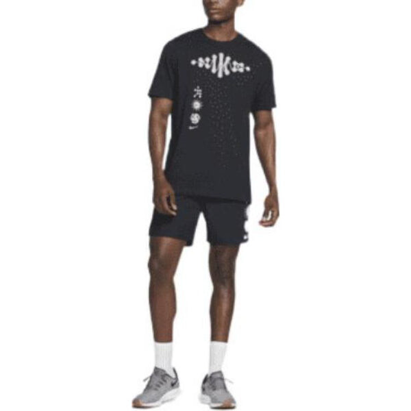 Футболка Nike Dri-FIT Pattern Printing Quick Dry Breathable Knit Round Neck Short Sleeve Black, мультиколор — фото 3