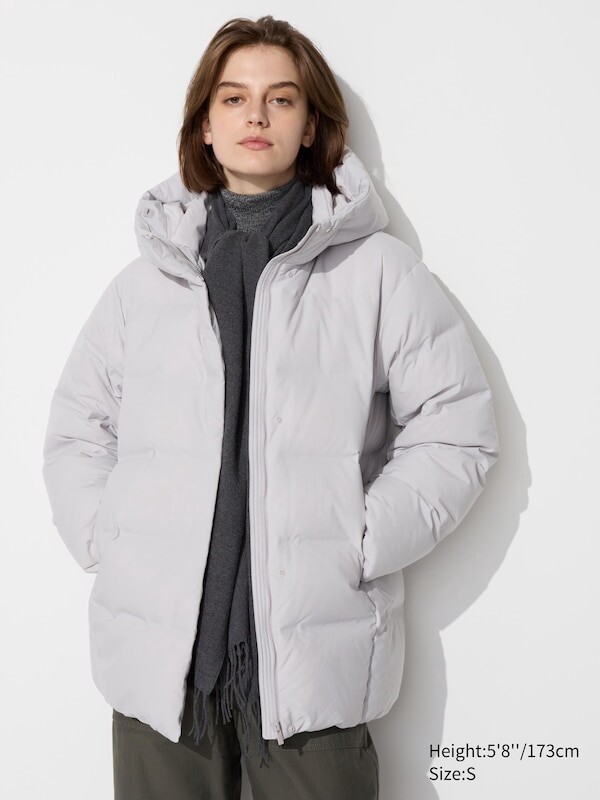 

Короткое пальто из бесшовного пуха Uniqlo, серый