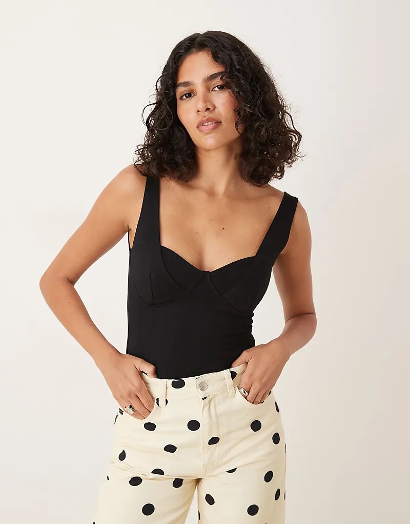 

Боди из полиамида ASOS DESIGN с круглым вырезом черного цвета