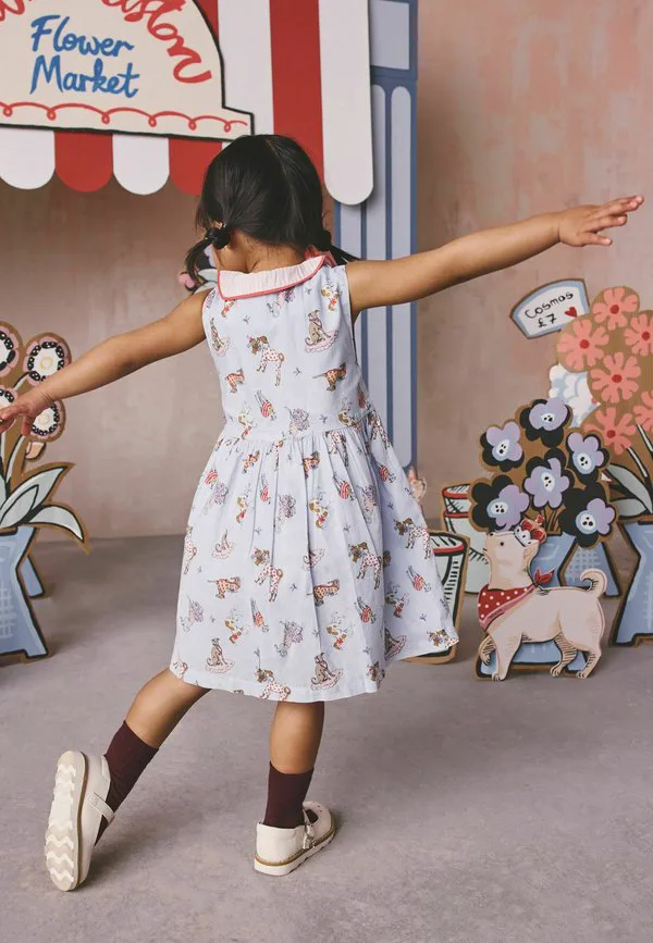 Платье-Сарафан cath kidston стандартного кроя с воротником Next, Blue Fancy Dogs — фото 4
