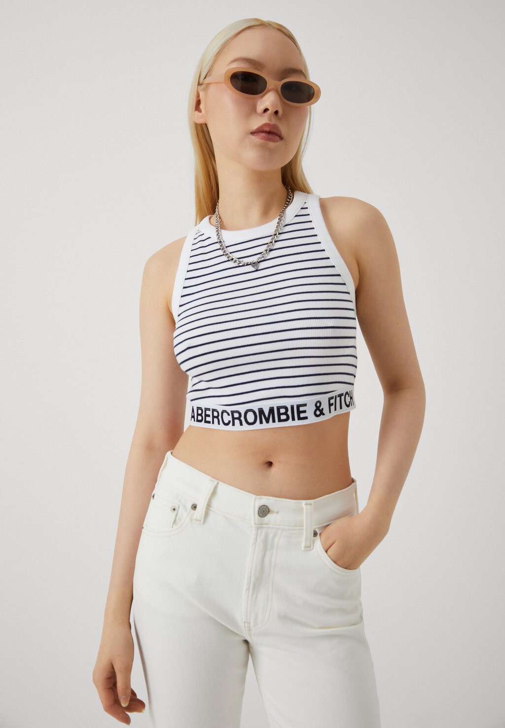 

Топ HIGH NECK LOGO TANK Abercrombie & Fitch, розовый