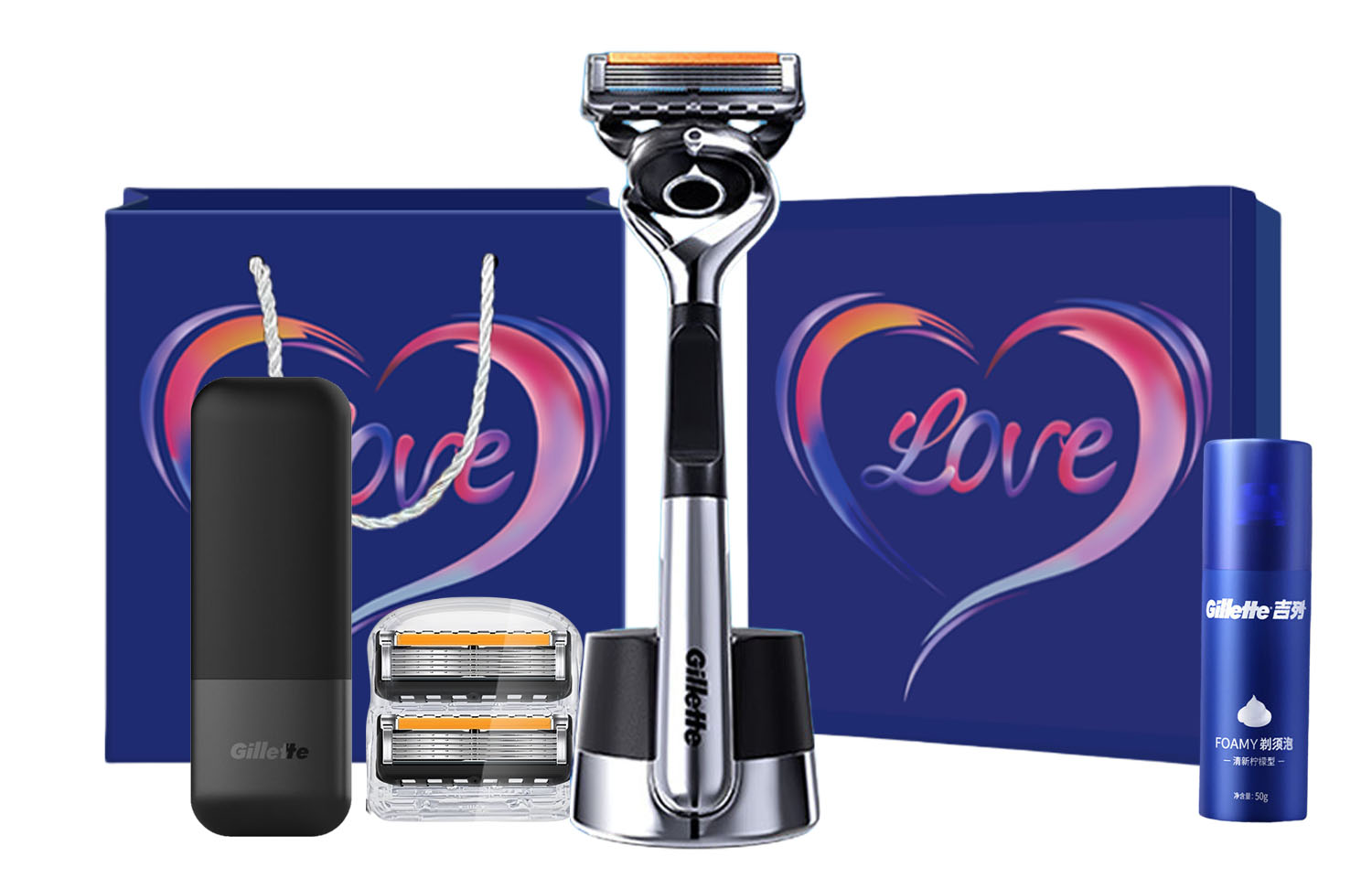 

Мужская бритва от Subtle Sharpness To Smoothness Gillette, Fengyin Zhishun Gravity Box 2-Blade LOVE Box (Includes Shaving Foam+Magnetic Storage Box)