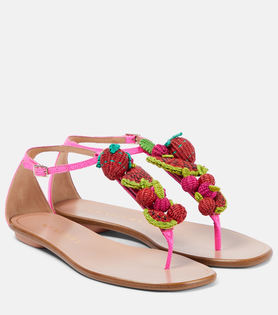 Сандалии Strawberry Punch из рафии Aquazzura, Ultra Pink