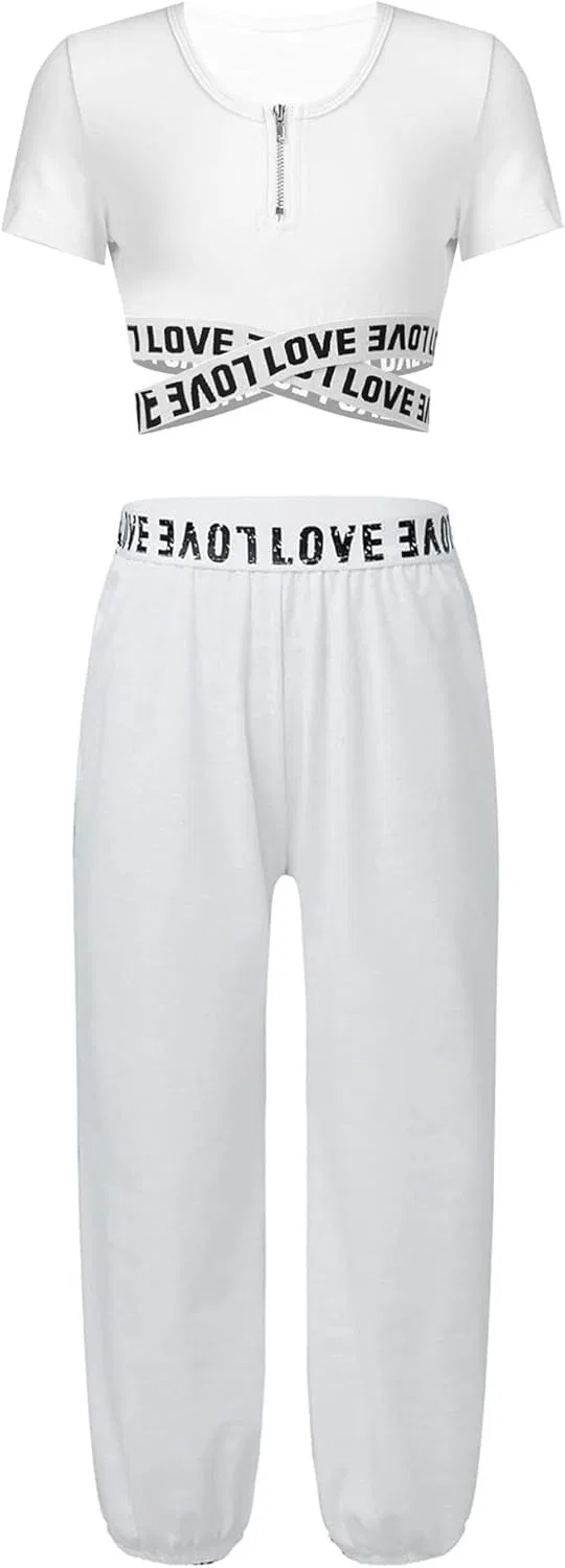 Детский спортивный костюм Mufeng, топ и леггинсы, Short Sleeve White