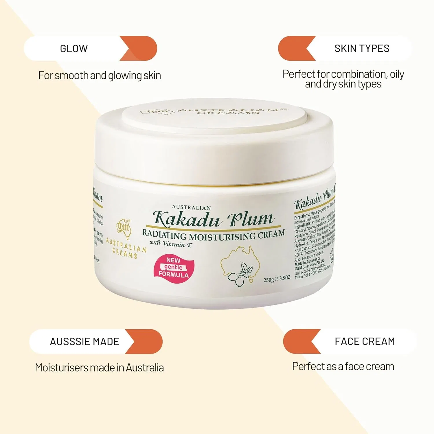 Увлажняющий крем с сливой какаду от Australian Creams, 250 г G And M Australian Creams — фото 2