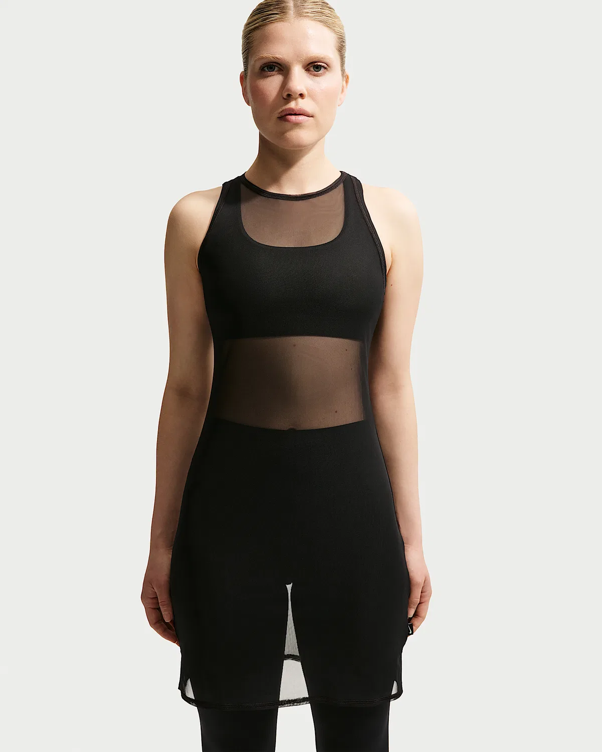Женское облегающее полупрозрачное платье-майка Nike Sportswear, Black/Sail — фото 2