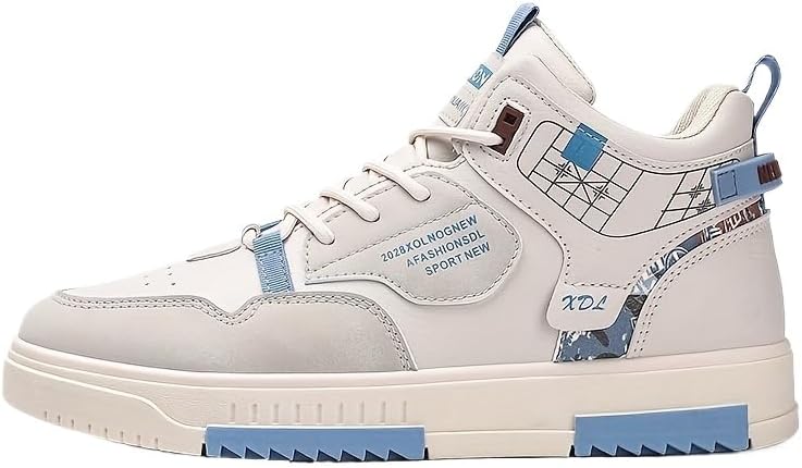 

Мужские модные сникеры с заплатками для скейта - превосходное сцепление, вентиляция и комфорт - надежные кроссовки на шнуровке для повседневного стиля Fmshi, синий