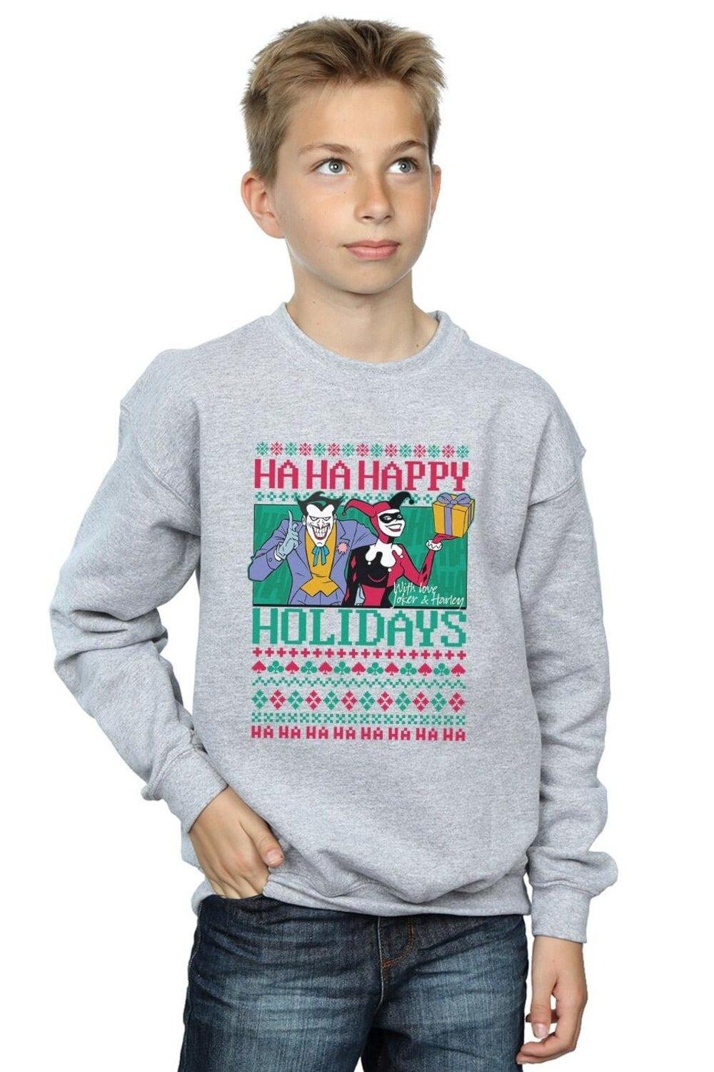 

Толстовка «Джокер и Харли Квинн Ха Ха» Happy Holidays DC Comics, серый
