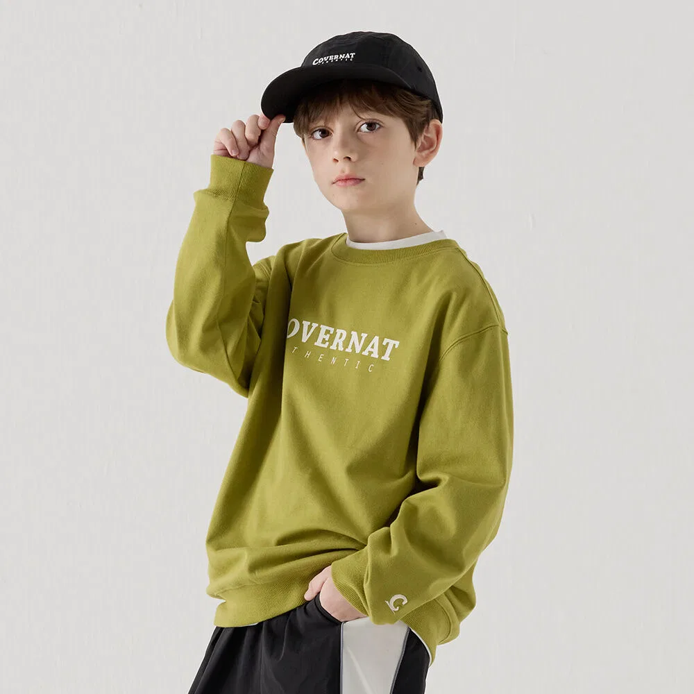 Детский свитшот стандартного кроя с логотипом Authentic оливкового цвета от Covernat Kids