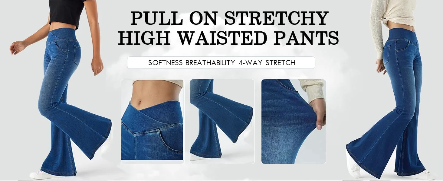Джинсы-клеш High Waisted с карманами и эффектом утяжки — фото 4