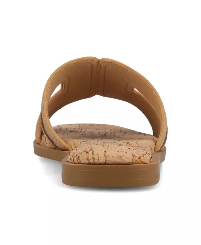 Женские сандалии Primah "H" Band Slip On Flat Journee Collection, коричневый/бежевый — фото 3
