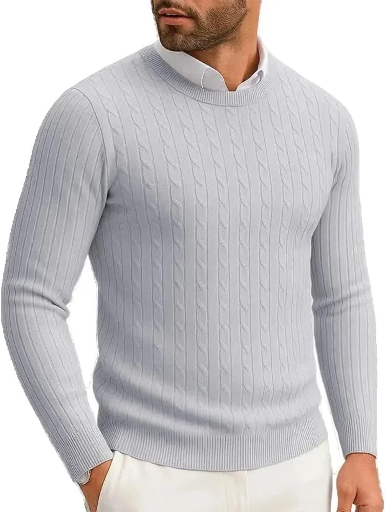 

Мужской свитер с длинными рукавами и узором "коса" Xingfenly