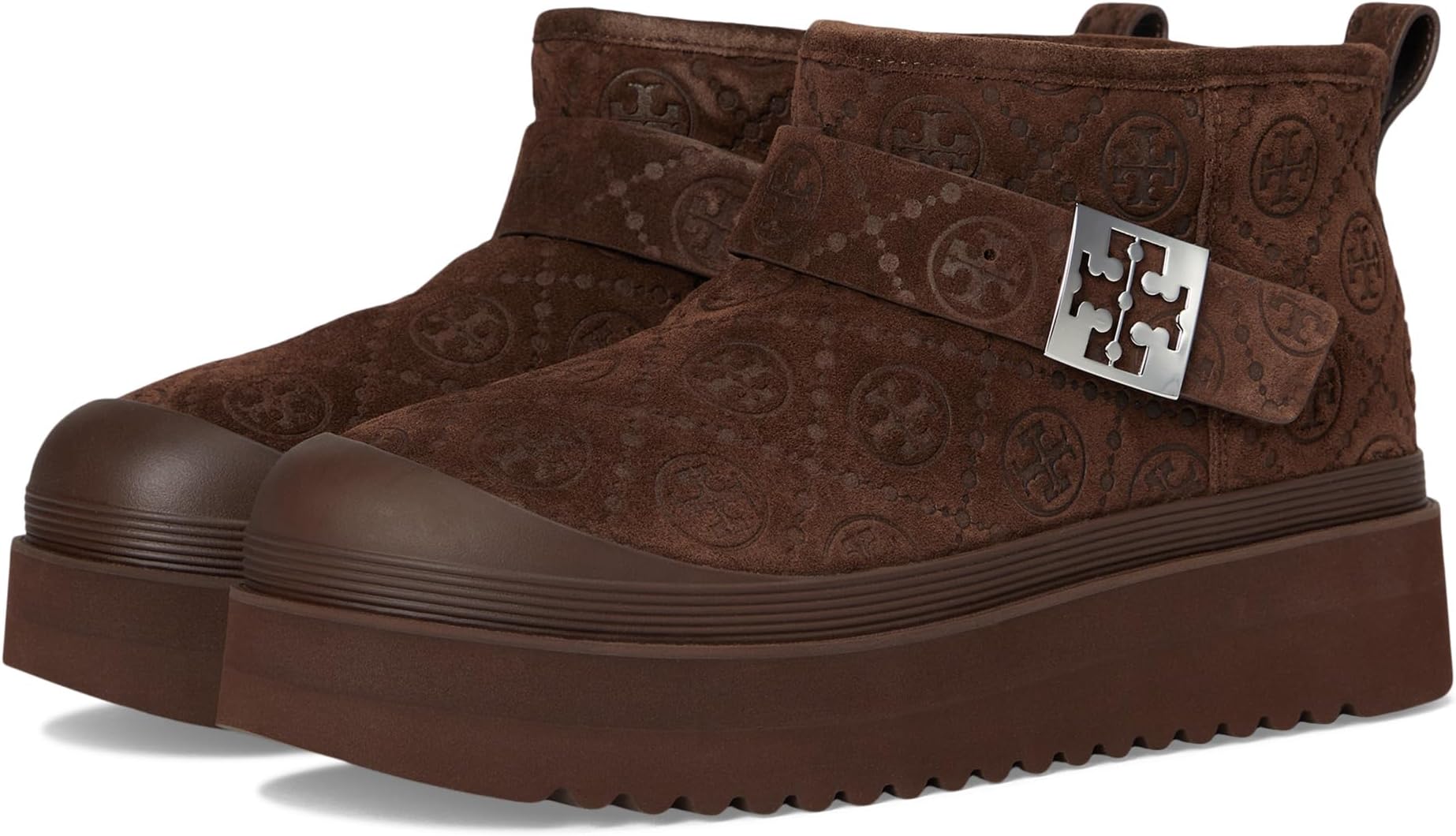 Ботинки Tory Burch Women's Mellow Shearling Platform Boot, Dark Cocoa Tmono/Silver