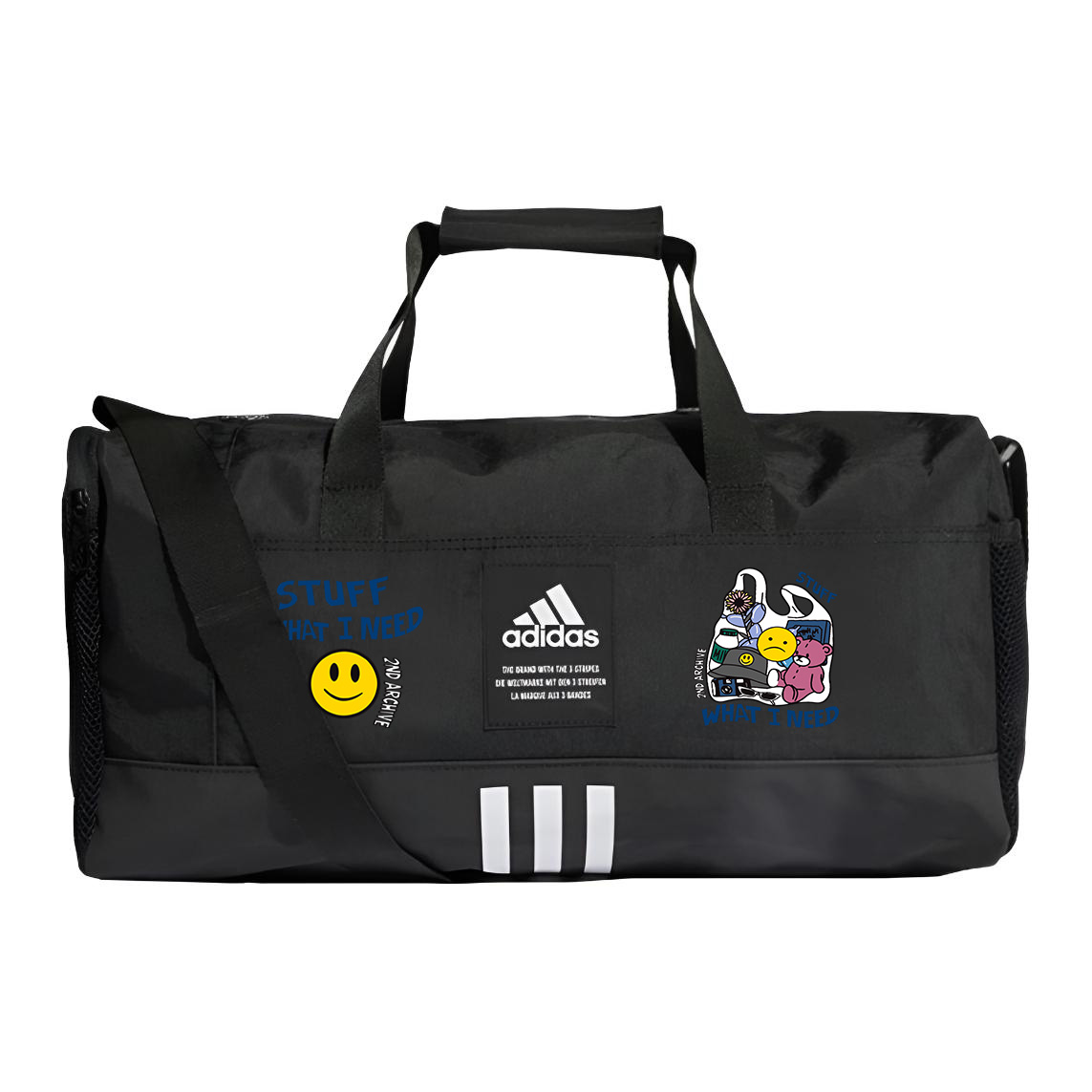 

Adidas Полиамидная узорчатая сумка через плечо унисекс черная, Smiley Face Trash Bag Bear
