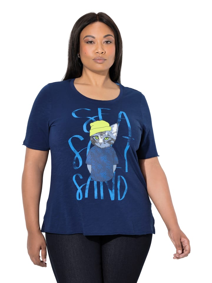 

Ulla Popken Футболка чернильно-синего цвета, Черный, Ulla Popken Футболка чернильно-синего цвета